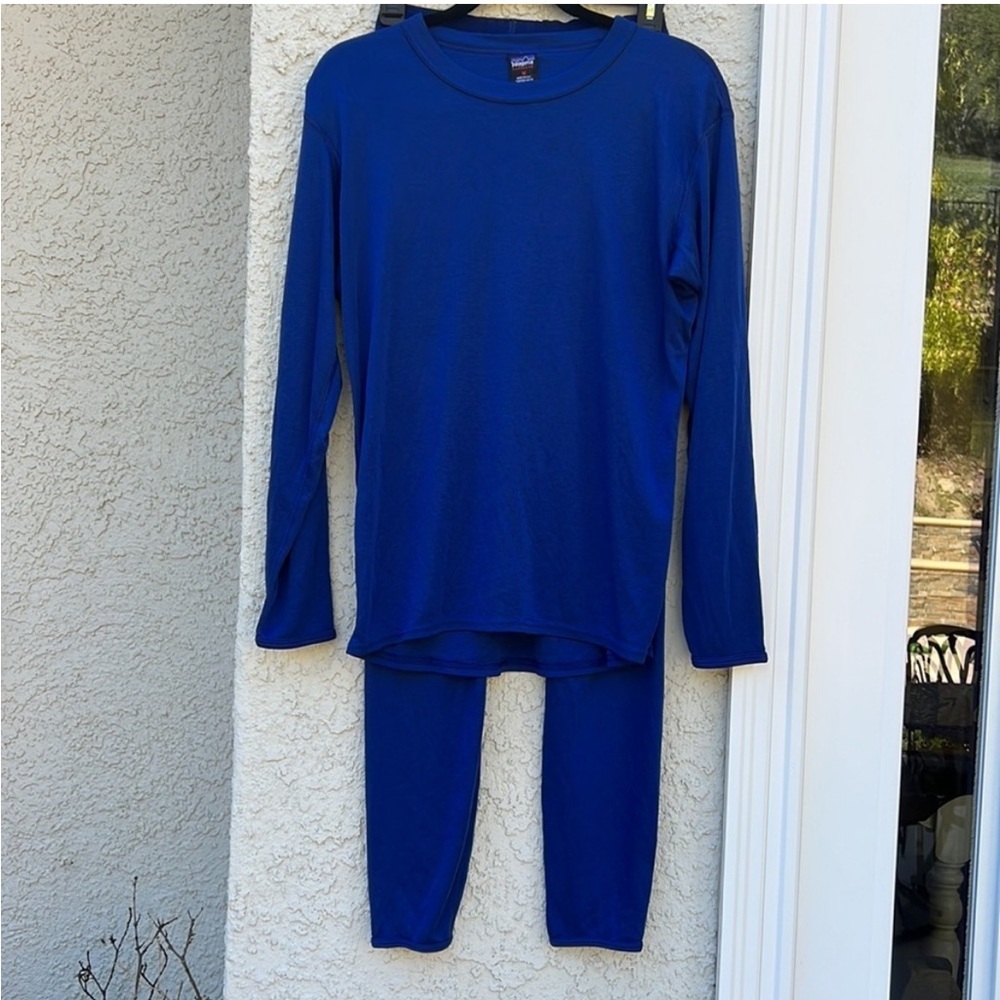 Patagonia Capilene Men's Blue Baselayer Mid Weight Leggings & L/S Top Size M